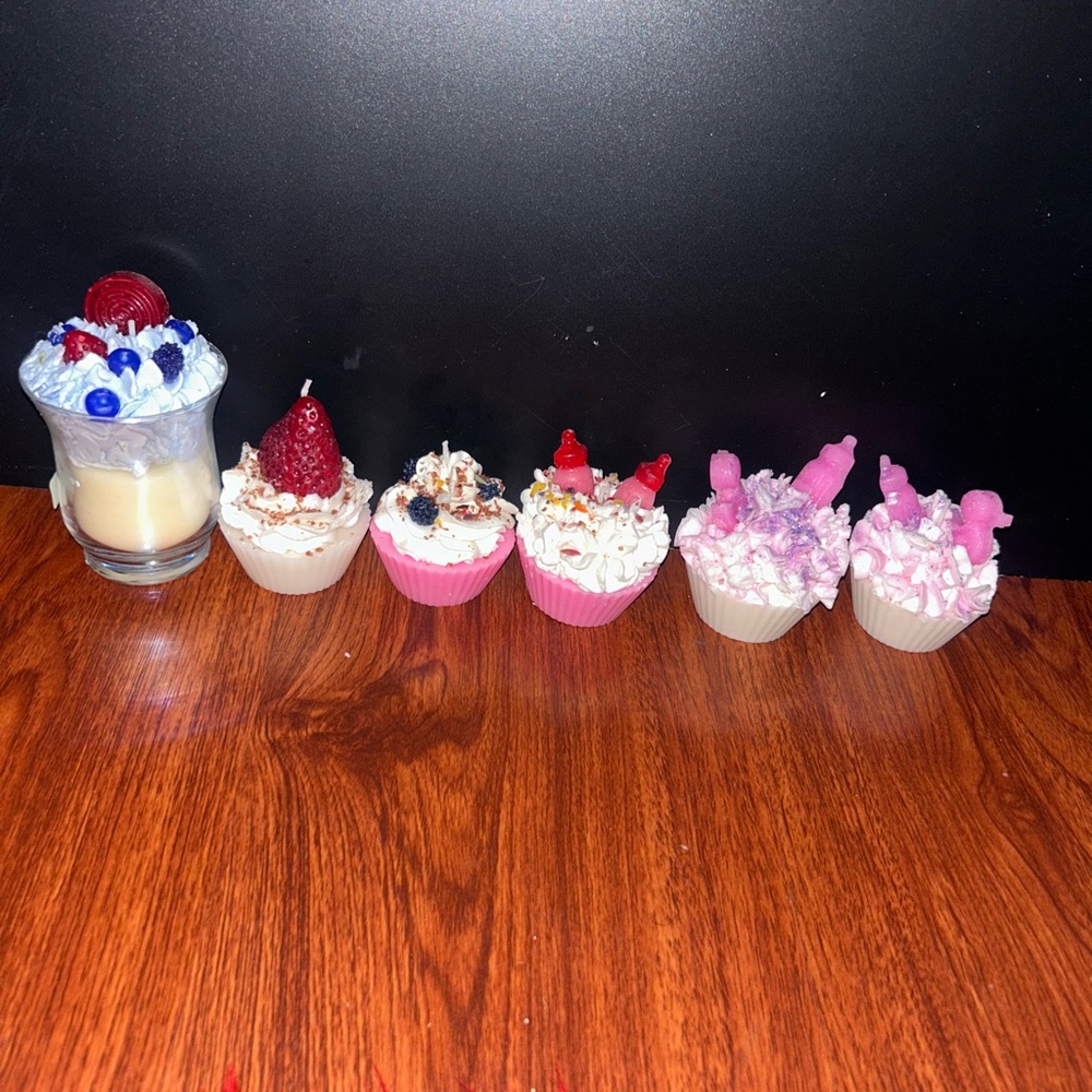 Handcrafted Pink & White Cupcake Soy Candles - Home Party Supplies